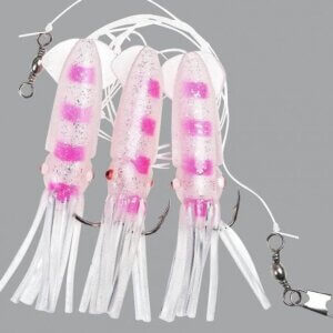 Winged octopus white/pink 3 krókar #4/0