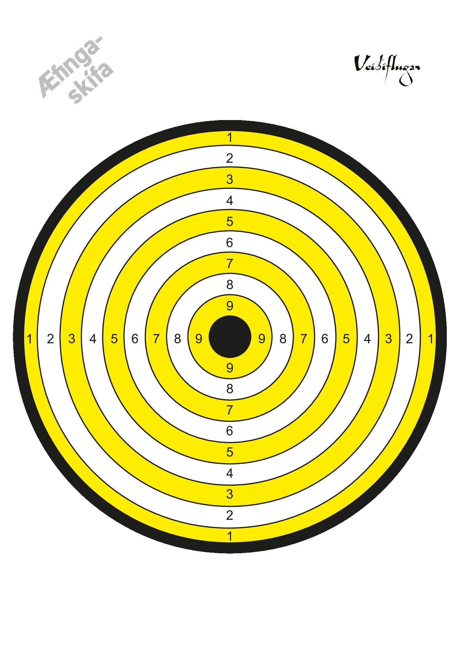 Skotskífa Veiðiflugan Gul æfingaskífa