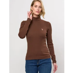 US Polo W Karla LS HN Tee - Chestnut